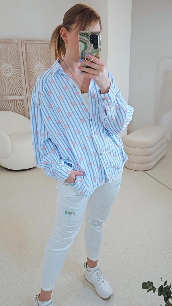 Musselin Bluse gestreift – Bild 6