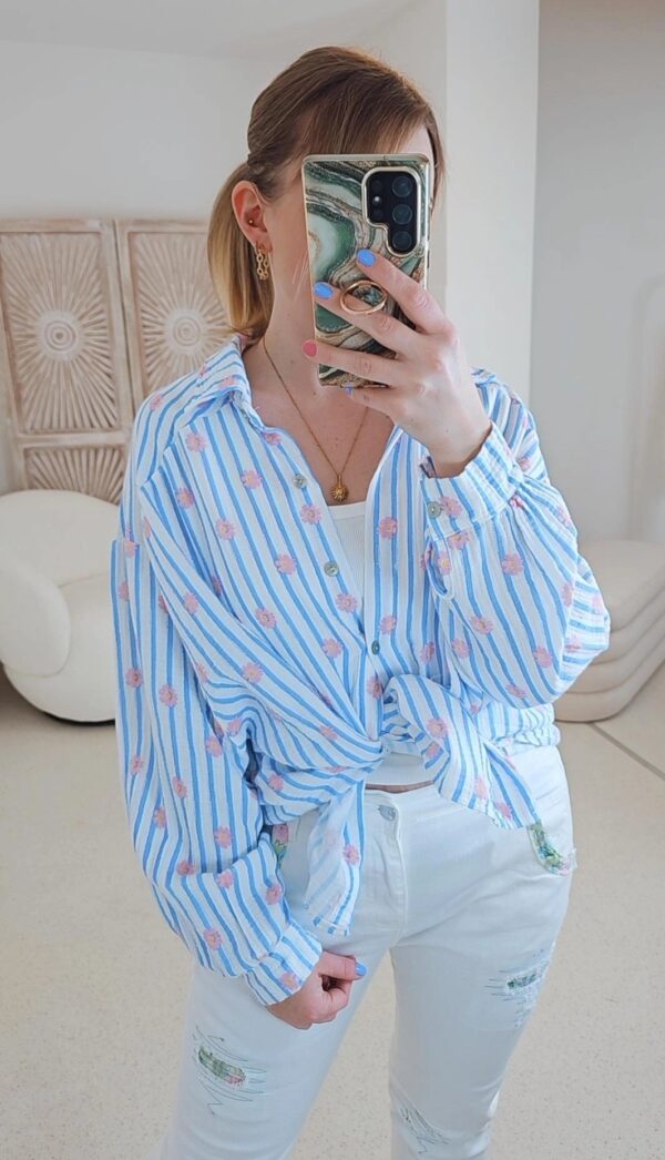 Musselin Bluse gestreift – Bild 5