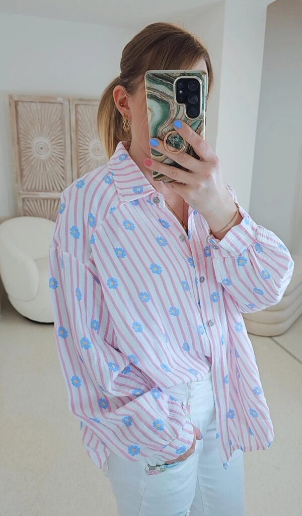 Musselin Bluse gestreift – Bild 3