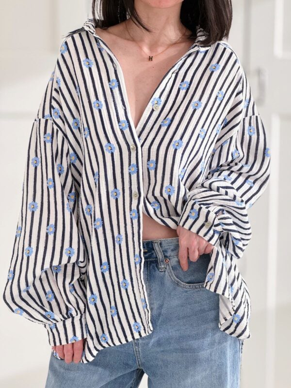 Musselin Bluse gestreift – Bild 2
