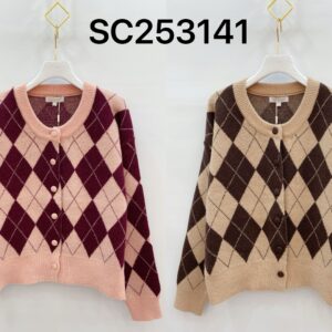 Cardigan mit Jacquars Muster Coffee